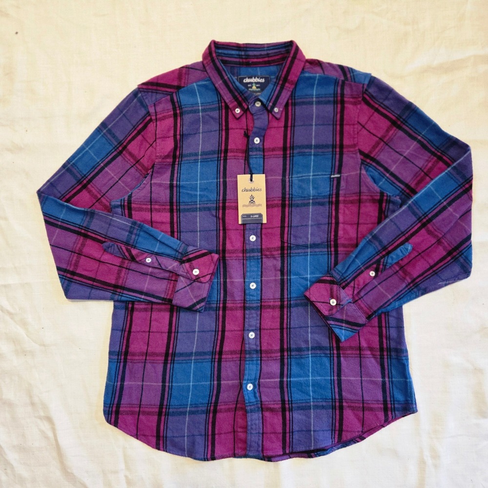 NWT Chubbies Brushed Flannel Shirt LS XL Men THE WOOD YOU COULD YOU Plaid Button - Picture 1 of 7